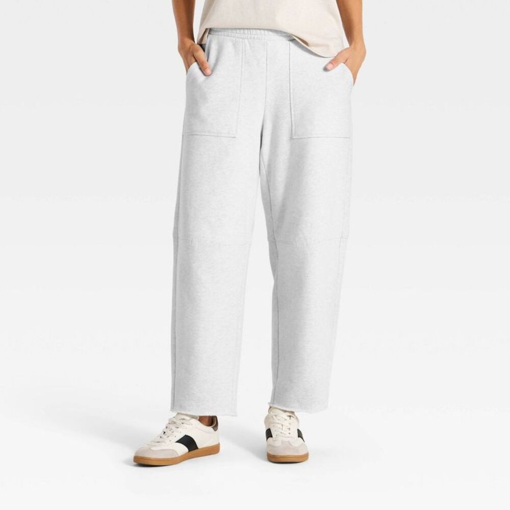 Women's Mid-Rise Barrel Leg Sweatpant - Universal Thread Heather Gray XL